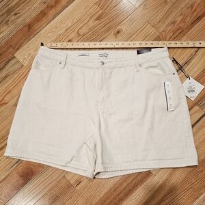 High Rise Midi Shorts, Ivory (Cream), Size 22R, NWT